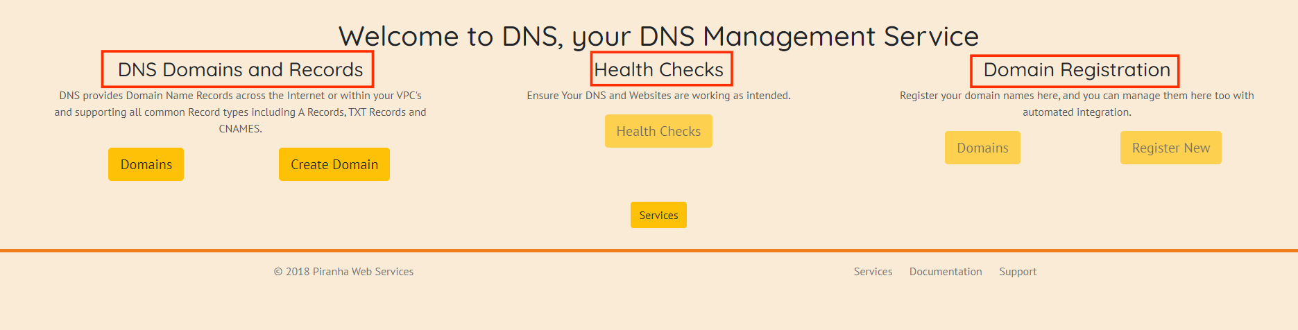 Object Networking DNS Service Menu